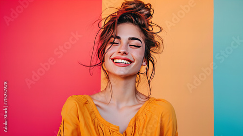 Smiling Woman With Hair in a Bun