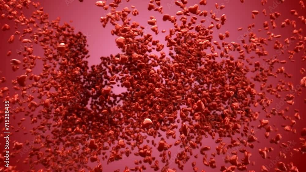 Romantic Valentine's day background with ring of red and pink hearts Endless animation of many red hearts in 3D and flying on green screen. animation. Romantic Valentine's day background with ring of red and pink hearts Endless animation of many red hearts in 3D and flying on green screen. animation.