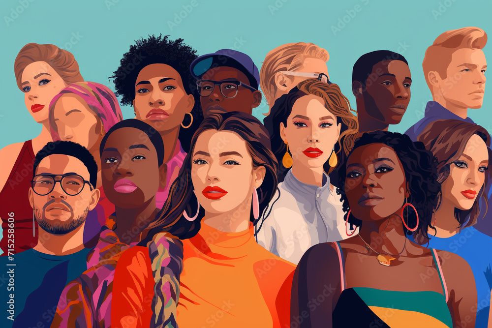 Diverse Group of People Illustration.
