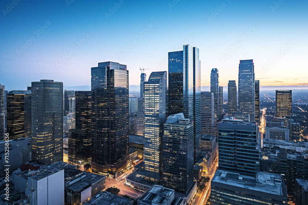 Naklejka premium Downtown Skyline at Twilight.