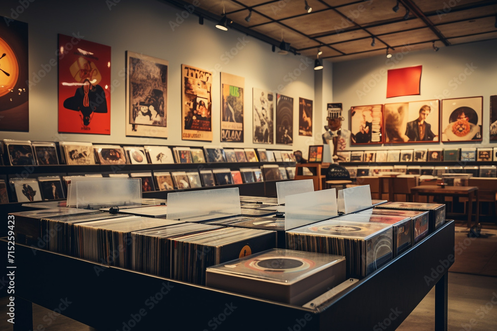 Vintage Record Store Interior.