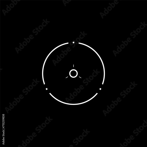 Cyberpunk style circle target, HUD futuristic aim, tech digital design sight, VR interface element. Cyberpunk interface element for game. Vector futuristic GUI element, digital technology.