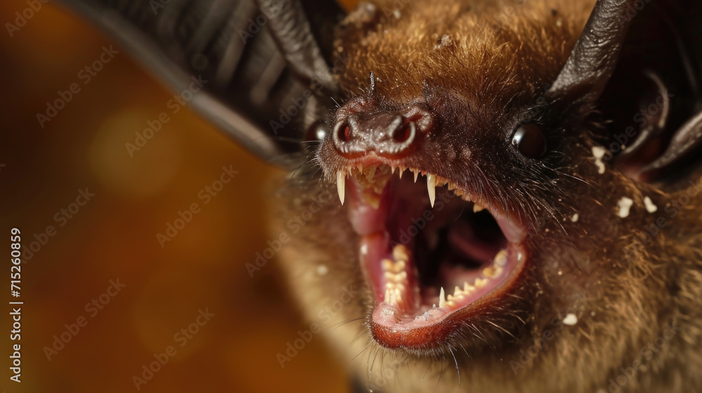 Foto de Closeup of a bats mouth revealing white spots and lesions on