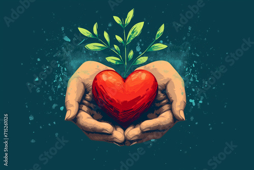 Random Act of Kindness Day, holding hearts, kindness, Digital compassion blooms as acts of kindness unfold online, portraying a tapestry of support, virtual charity, and uplifting messages