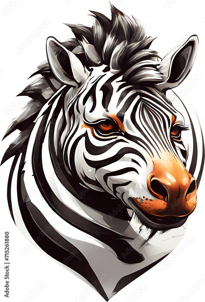 Obraz premium zebra illustration, design for logo, t-shirt, sticker. ai generative images