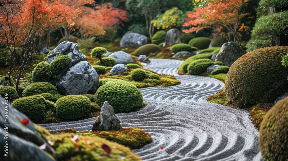 The soothing colors and shapes of plants in a Zen garden. The soothing colors and shapes of plants in a Zen garden.