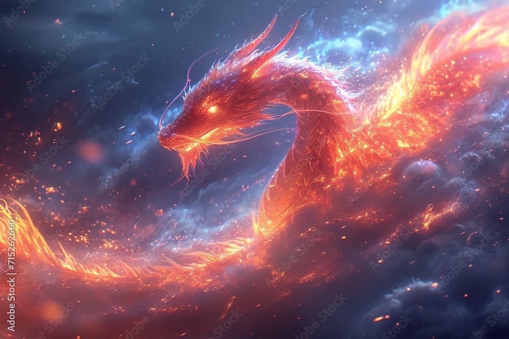 electric tesla coil chaos effect on a chinese dragon, swirling colors, motion effects electric tesla coil chaos effect on a chinese dragon, swirling colors, motion effects