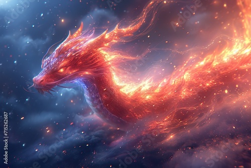 electric tesla coil chaos effect on a chinese dragon, swirling colors, motion effects