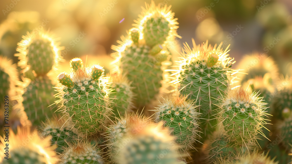 Cacti glowing in warm sunset light. Cacti glowing in warm sunset light.