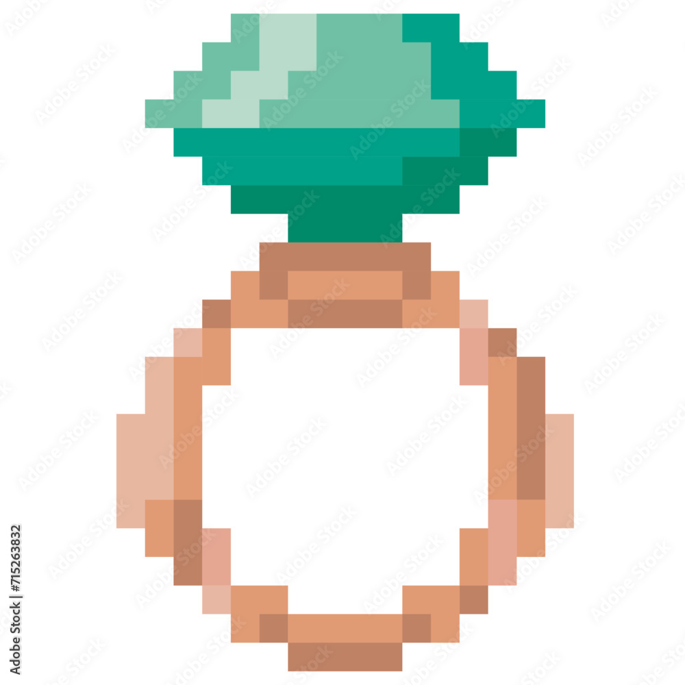 pixel art ring Vector ornament with gems for Valentine's Day Pixel Ornament. pixel art ring Vector ornament with gems for Valentine's Day Pixel Ornament.