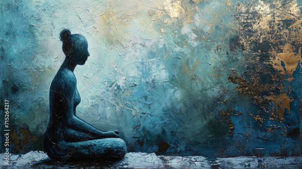 A solitary figure kneels on a cushion, eyes closed in silent contemplation. A solitary figure kneels on a cushion, eyes closed in silent contemplation.