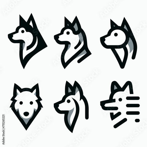 dog collection logo with a firm shape and calm colors. flat cartoon design that is simple and minimalist