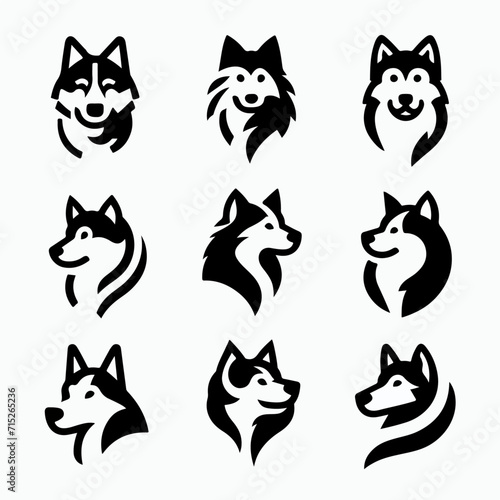 Fototapeta Naklejka Na Ścianę i Meble -  dog collection logo with a firm shape and calm colors. flat cartoon design that is simple and minimalist