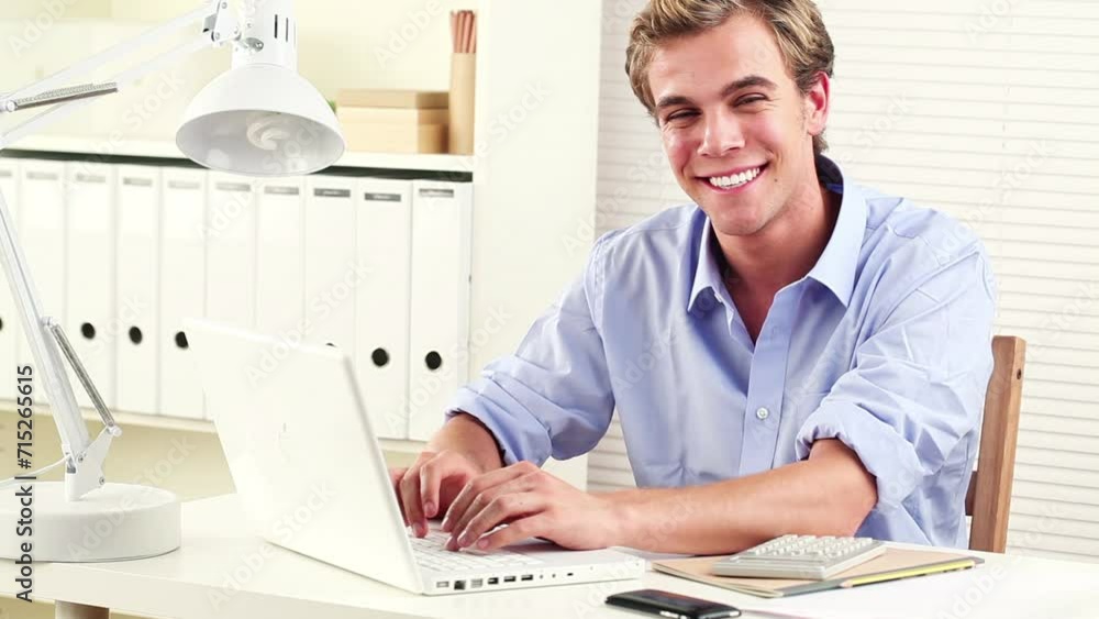 Business man, office planning and laptop for account, financial research and planning of budget report in office. Face of young accountant, auditor or bookkeeping worker on computer for job software Business man, office planning and laptop for account, financial research and planning of budget report in office. Face of young accountant, auditor or bookkeeping worker on computer for job software
