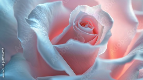 A close-up view of a lone rose petal, fozen and snowy in nature. photo