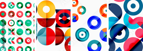 Circles and rings geometric backgrounds. Posters for wallpaper, business card, cover, poster, banner, brochure, header, website