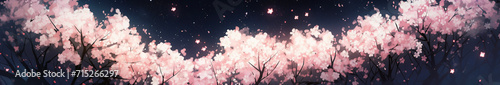 幻想的な夜空に咲く桜の花 Generative AI