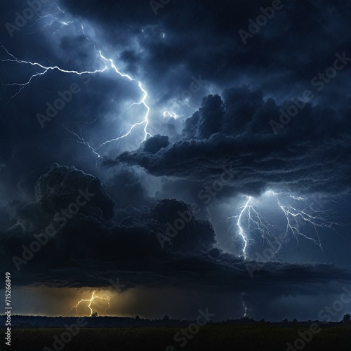 Dark Stormy clouds with lightening 