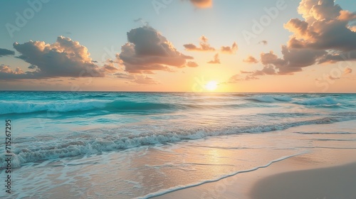 Sunrise over beach in Cancun photo
