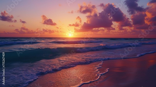 Sunrise over beach in Cancun © Ahmad-Muslimin