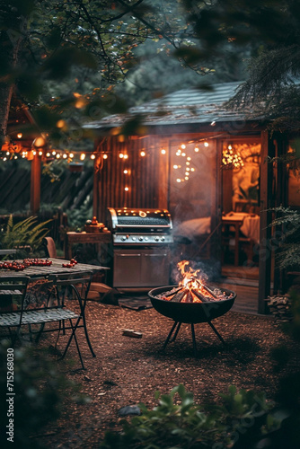 Cozy patio barbecue evening 