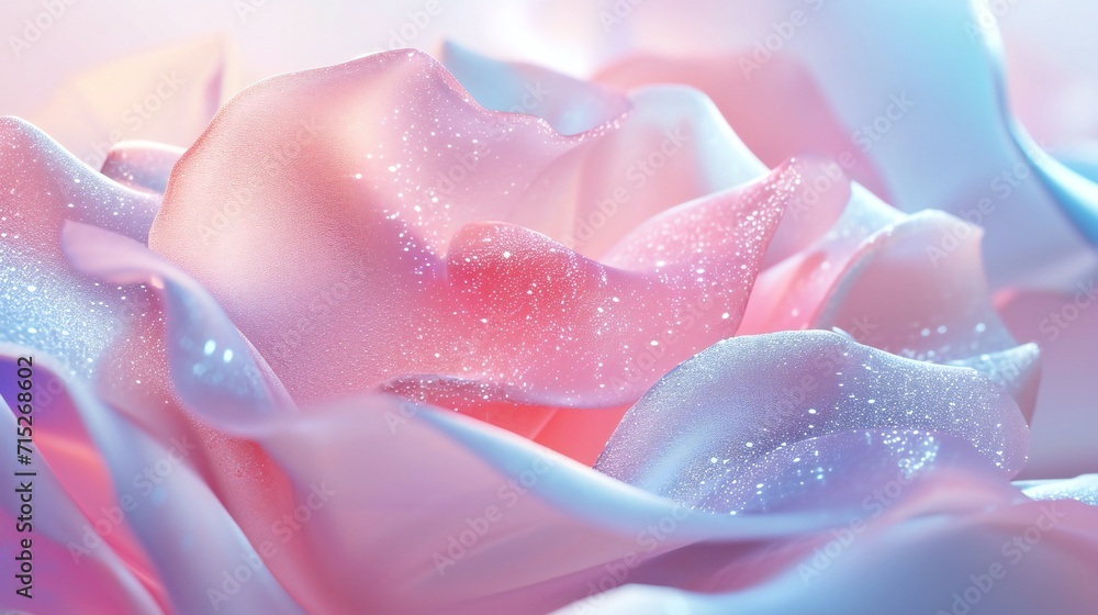 Wavy rose petals blending pastel hues, kissed by frost, against a serene winter backdrop of snowflakes and ice, a fluid dance. Wavy rose petals blending pastel hues, kissed by frost, against a serene winter backdrop of snowflakes and ice, a fluid dance.