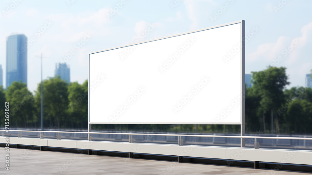 Transparent, empty, blank billboard mockup near a flyover road for outdoor Transparent, empty, blank billboard mockup near a flyover road for outdoor