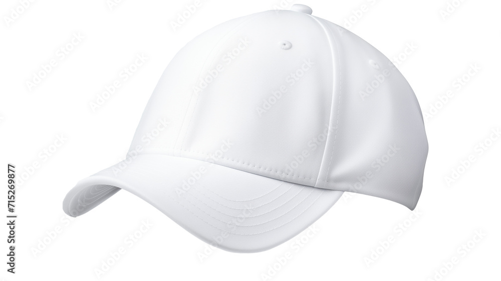 White baseball cap mockup isolated on transparent background. White baseball cap mockup isolated on transparent background.