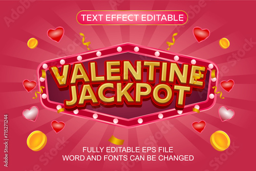 3D TEXT EFFECT VALENTINE JACKPOT VECTOR EDITABLE
