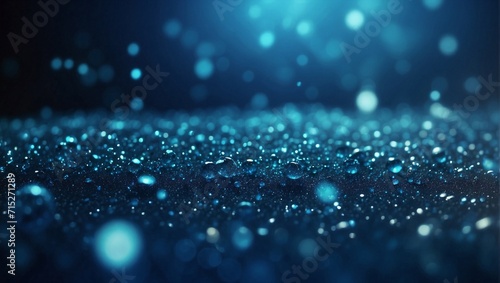 Blue Color Particles in a Dark Bokeh Background, Soft Light, Close-Up Shot, Bokeh Background, Dark Setting