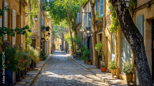 Explore the enchanting streets of Aix-en-Provence with a snapshot of cobblestone alleys, charming boutiques, and cascading ivy, immersing viewers in the idyllic beauty of this hist photo