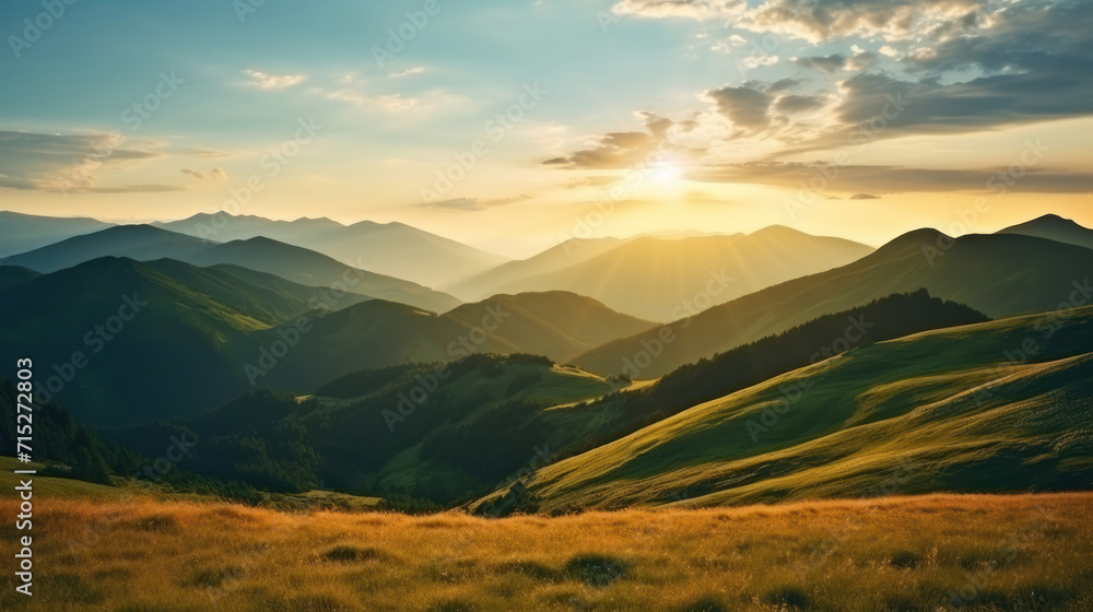 Fototapeta premium Mountains during sunset. Beautiful natural landscape in the summer time.