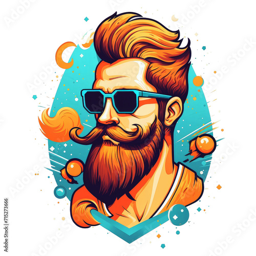 Handsome man with beard and glasses. Stylish man game character design