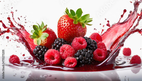  Fresh ripe strawberry, raspberry, blackberry, cranberry juice blend mix splash swirl with strawberry, blackberry, cranberry, raspberry. Red multifruit berry juice splash wave and forest fruits on whi