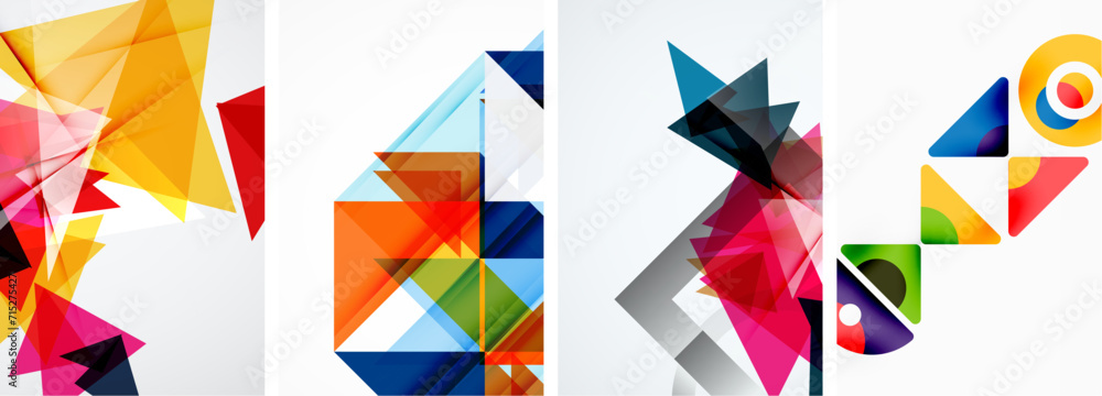 Set of abstract random triangle composition backgrounds. Vector illustration for for wallpaper, business card, cover, poster, banner, brochure, header, website Set of abstract random triangle composition backgrounds. Vector illustration for for wallpaper, business card, cover, poster, banner, brochure, header, website