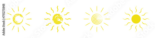 drawn sun icon vector symbol on transparent background