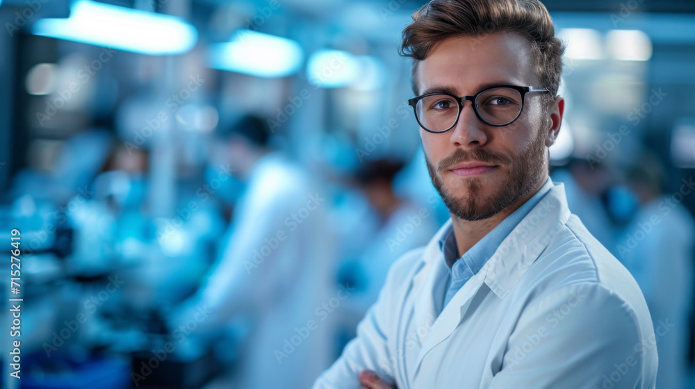 Confident Research Scientist in Modern Laboratory. Confident Research Scientist in Modern Laboratory.
