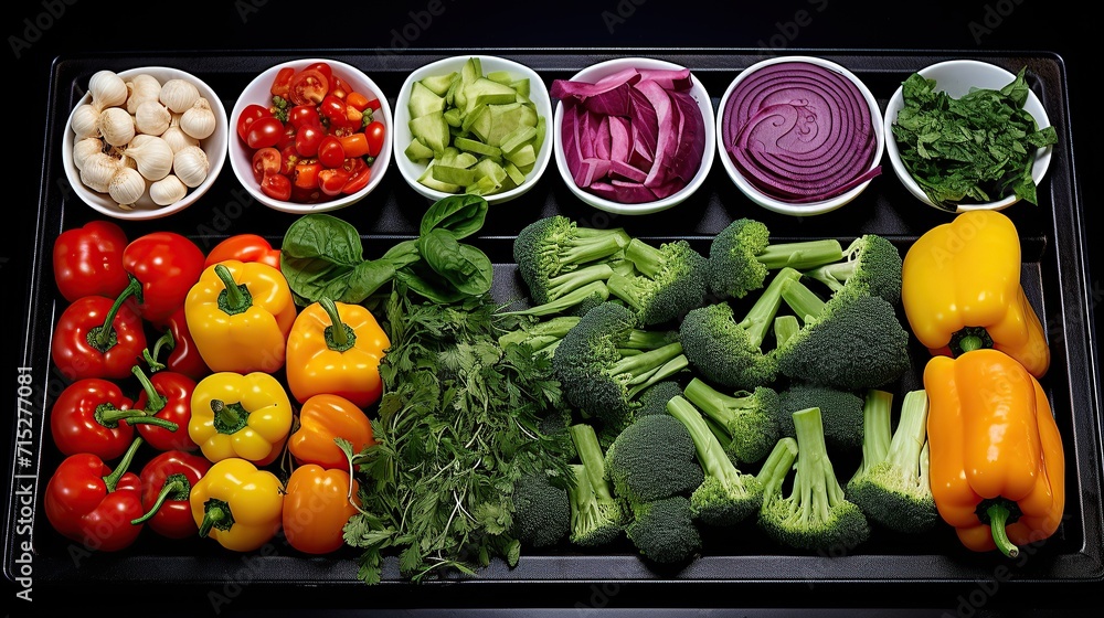 Various vegetables on a tray