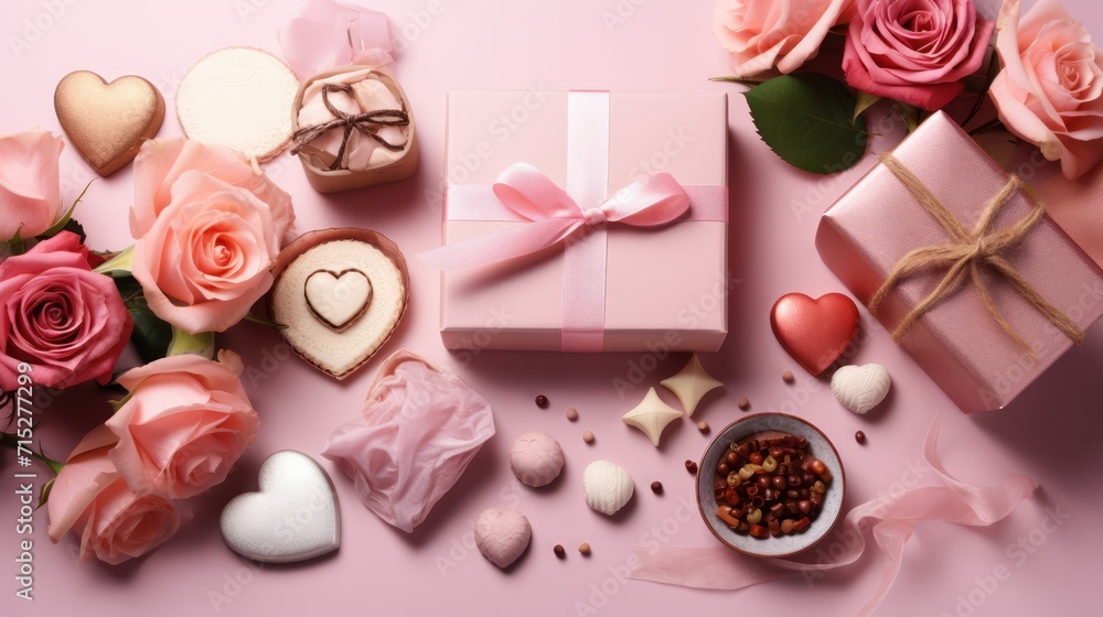 Valentine's Day banner with blank space fortext, pastel red background Valentine's Day banner with blank space fortext, pastel red background