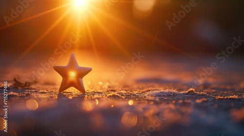 A lone star, standing tall and bathed in celestial light from above, Ai Generated.