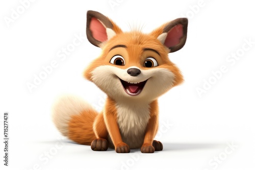  a cute little fox with big eyes and a big smile on it s face  sitting down and looking at the camera.
