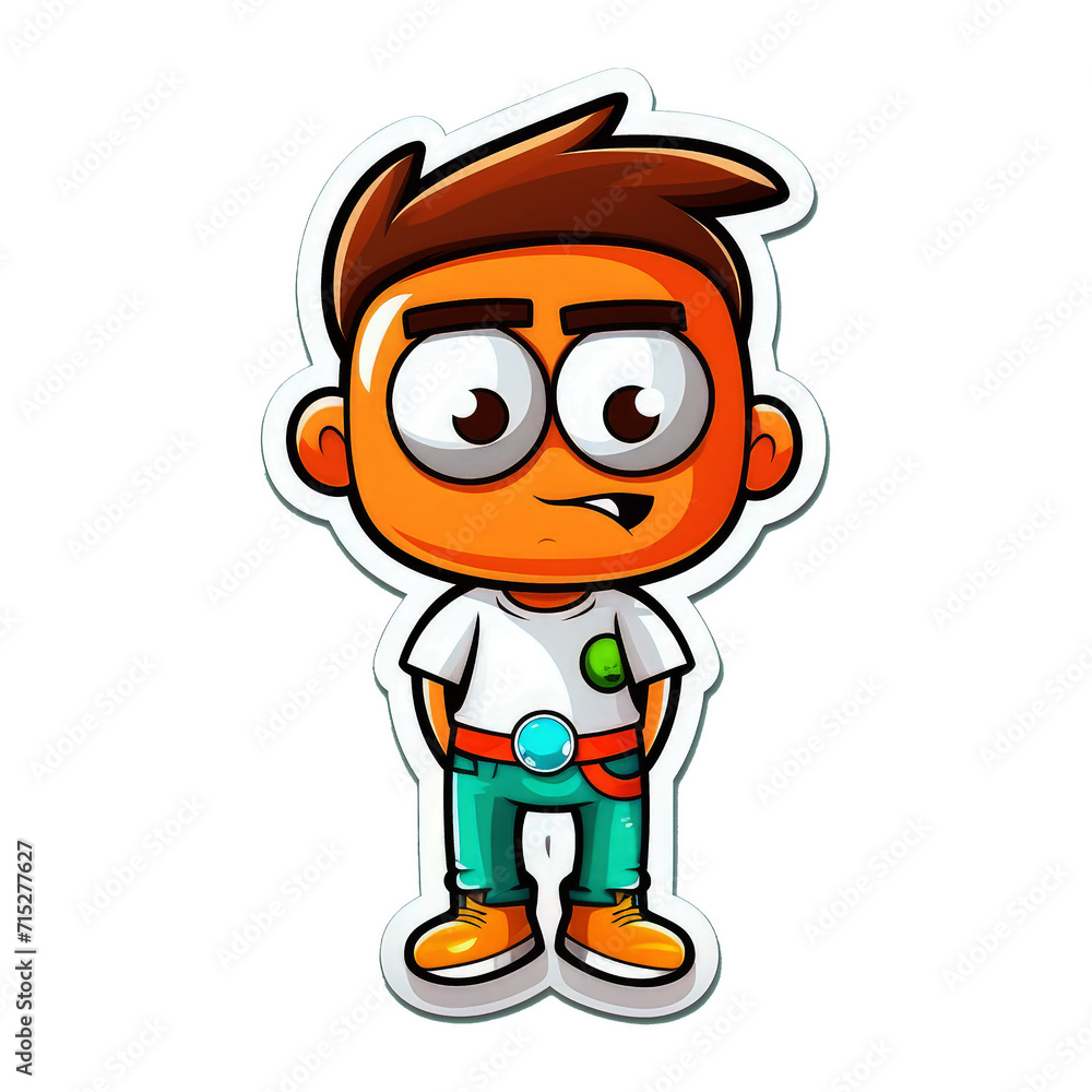 Naklejka premium chibi boy cartoon design. a boy cartoon game character design