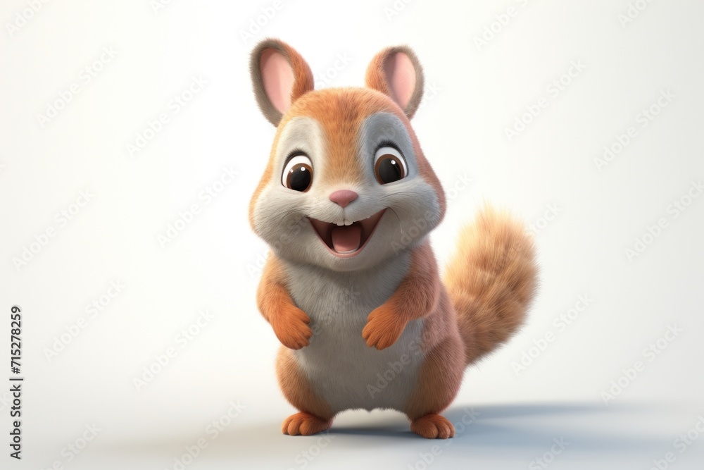 a cartoon squirrel with a big smile on it's face, standing in front of a white background and looking at the camera. a cartoon squirrel with a big smile on it's face, standing in front of a white background and looking at the camera.