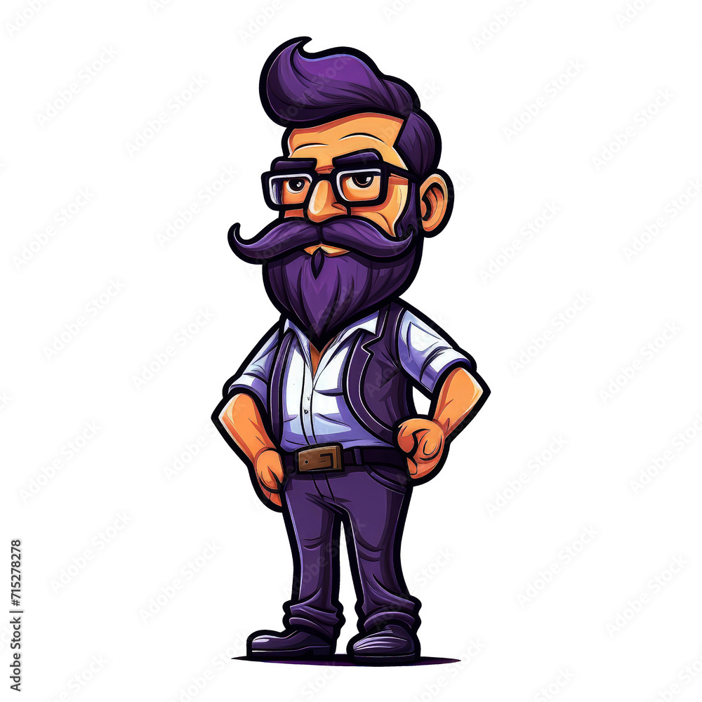 Attractive man with beard design. Chibi man game character design.