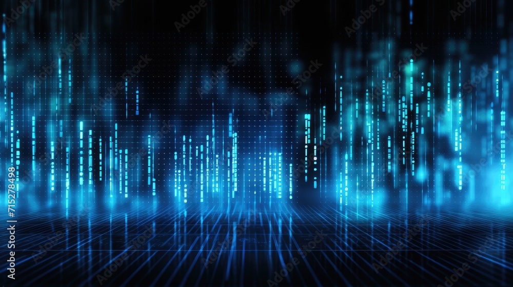 Blue digital binary data background, Ai Generated. Blue digital binary data background, Ai Generated.
