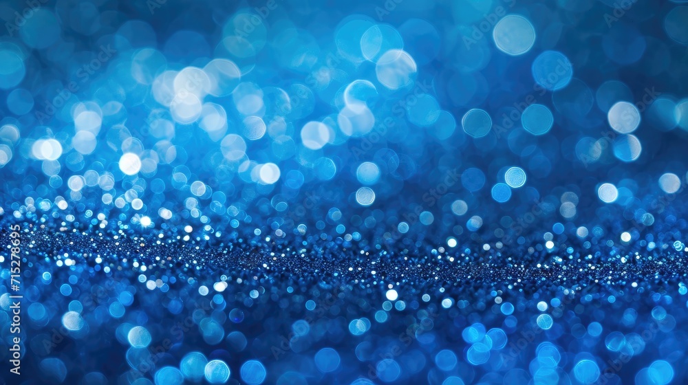 Sapphire glitter bokeh background. Unfocused shimmer royal blue sparkle, Ai Generated.
