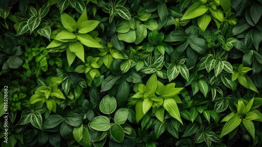A lush full frame of green plants in their natural habitat, Ai Generated. A lush full frame of green plants in their natural habitat, Ai Generated.