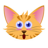 isolated transparent orange tabby cat illustration with kidding tongue smile expression