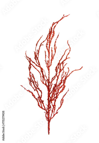 Christmas decorative red glitter leaves