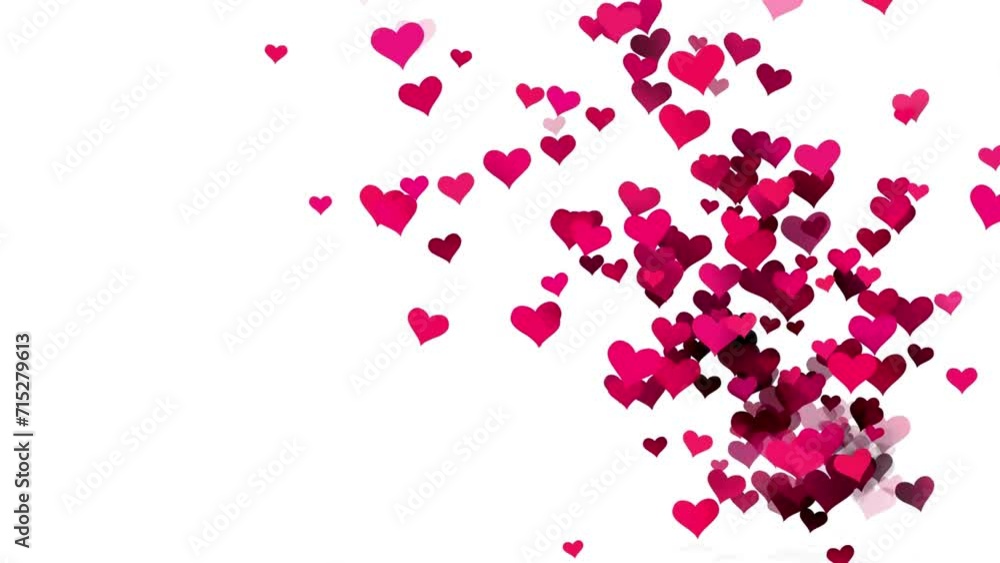 Red hearts blue light flickers, a blurred movement. Bokeh background Big hearts exploding into a lot of smaller hearts. valentines day and Red hearts blue light flickers, a blurred movement. Bokeh background Big hearts exploding into a lot of smaller hearts. valentines day and